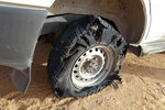 Even the tyre of the 4WD cannot survive from the road conditions after 3 days drive...