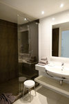 The bathroom was huge, it was renovated with a modern look