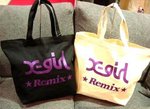 日本x girl帆布袋(可上膊黑色米色)