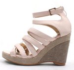 Brand New Women Ladies Natural Light Pink High Heel Wedge Sandal Shoes US Size 6.5 = 235mm  CDN $60