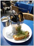 Bucket of black mussels in white wine, garlic,thyme and cream sauce $98