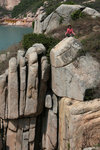 really scared to sit on the fingers, so move to the big stone next to it.