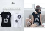 C5b 黑色蝙蝠袖雪紡花TEE  HK$68