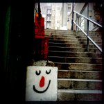 Smile face beside the stairway