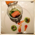 Smoked Confit Salmon with Green Apple and Roe Salad