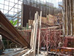 Erecting falsework for fwk to soffit slab & beam at GL 1-3,PD-Q from M3F to GF