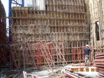 Erecting falsework for fwk to soffit slab & beam at GL 1-5,PC-PD from M3F to GF
