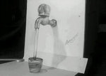 Water tap pencil paint optical illusion