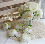 Silk flower bouquet A0237 with matching bridesmaid bracelets